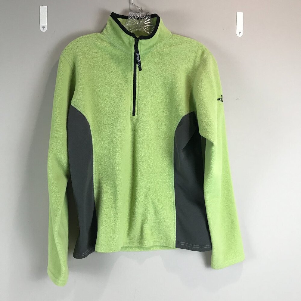 Women's The North Face Green/Gray colorblock lt.wt 1/4 zip fleece Size M